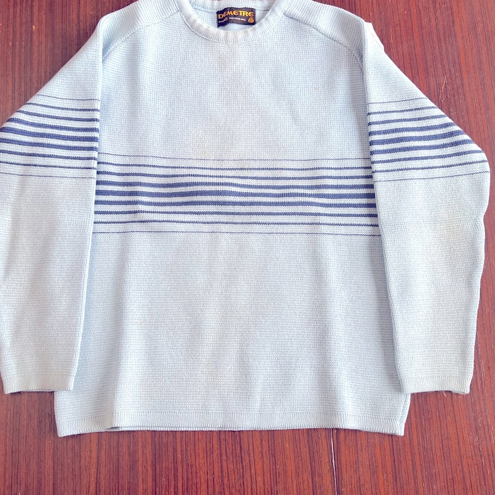 Demeter Blue and Navy Striped Crew Neck Sweater